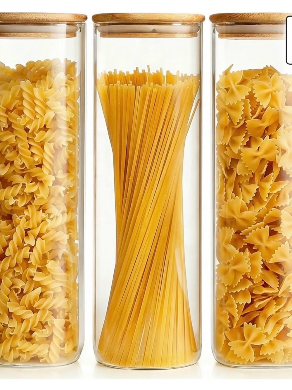 Glass Pantry Canister with Bamboo Lid - Clear - Almost 12” / 79oz. 3 Pack